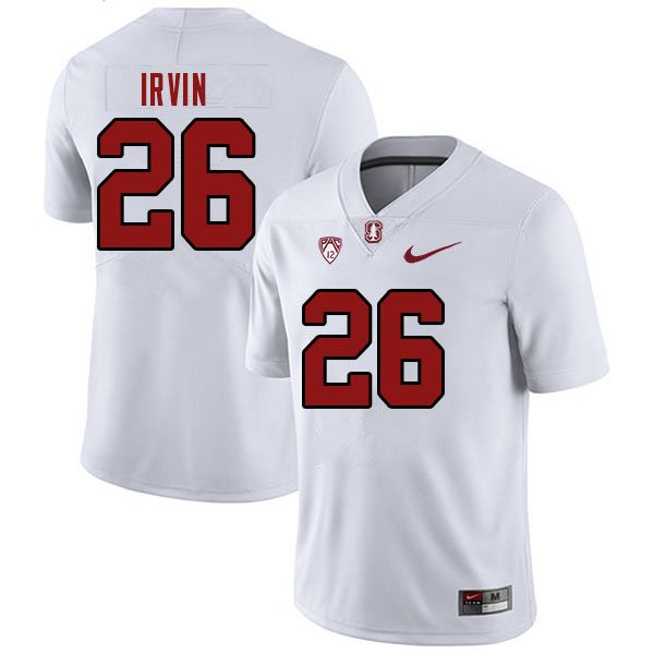 Men #26 Sedrick Irvin Stanford Cardinal College Football Jerseys Stitched Sale-White - Click Image to Close